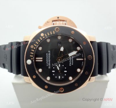 Panerai Luminor Submersible PAM684 Copy Watch Rose Gold Black Bezel